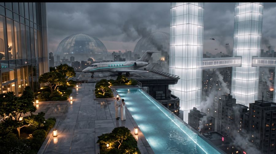 The Dome penthouse terrace with a private jet