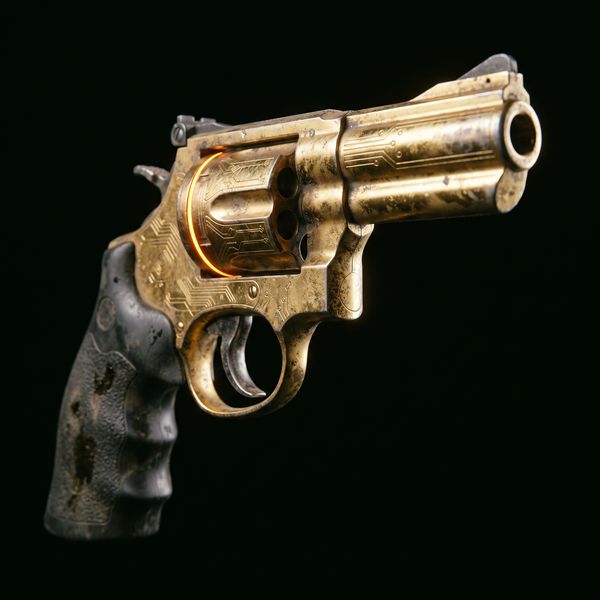 Tarnished gold revolver